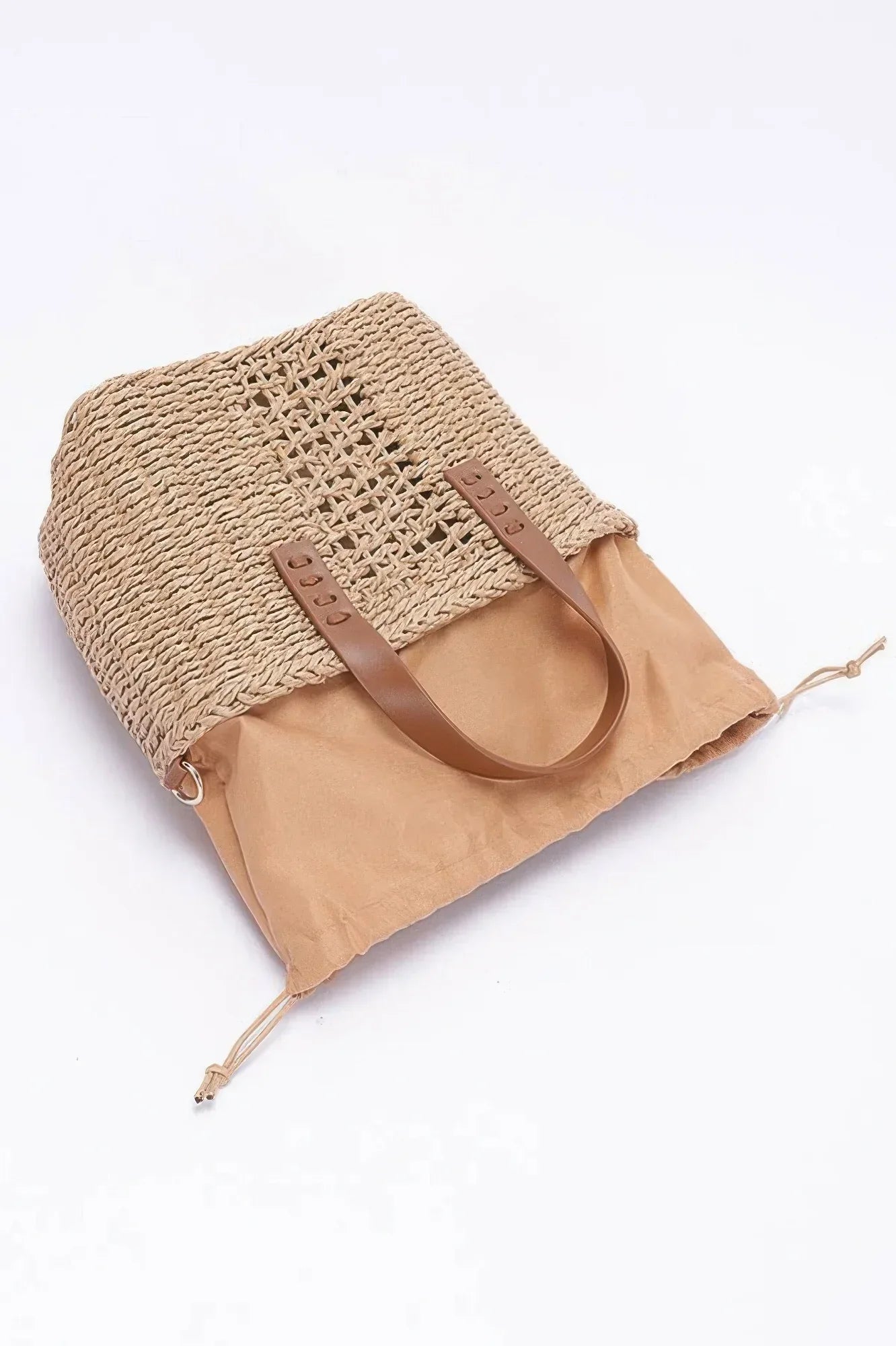 Faux Straw Top Handle Small Tote Bag | Mixtshop LLC