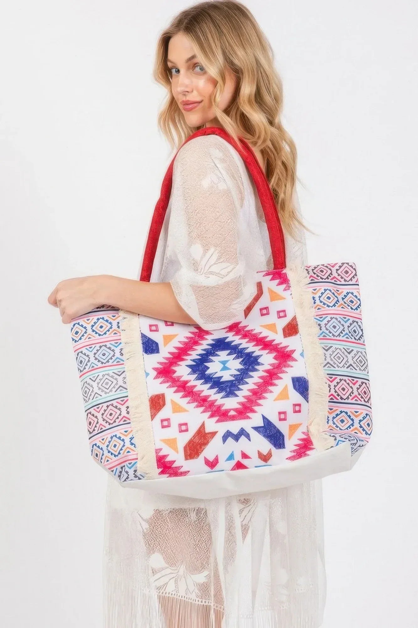 Boho Print Fringe Tote Bag | Mixtshop LLC