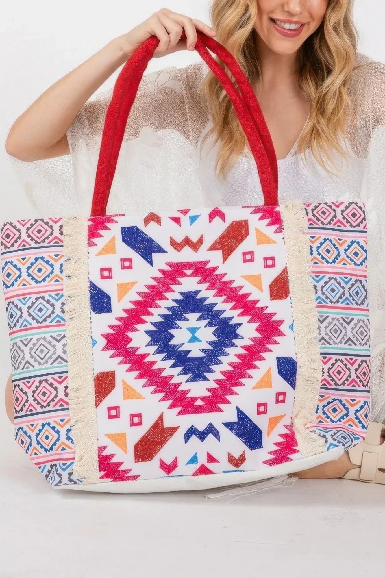 Boho Print Fringe Tote Bag | Mixtshop LLC