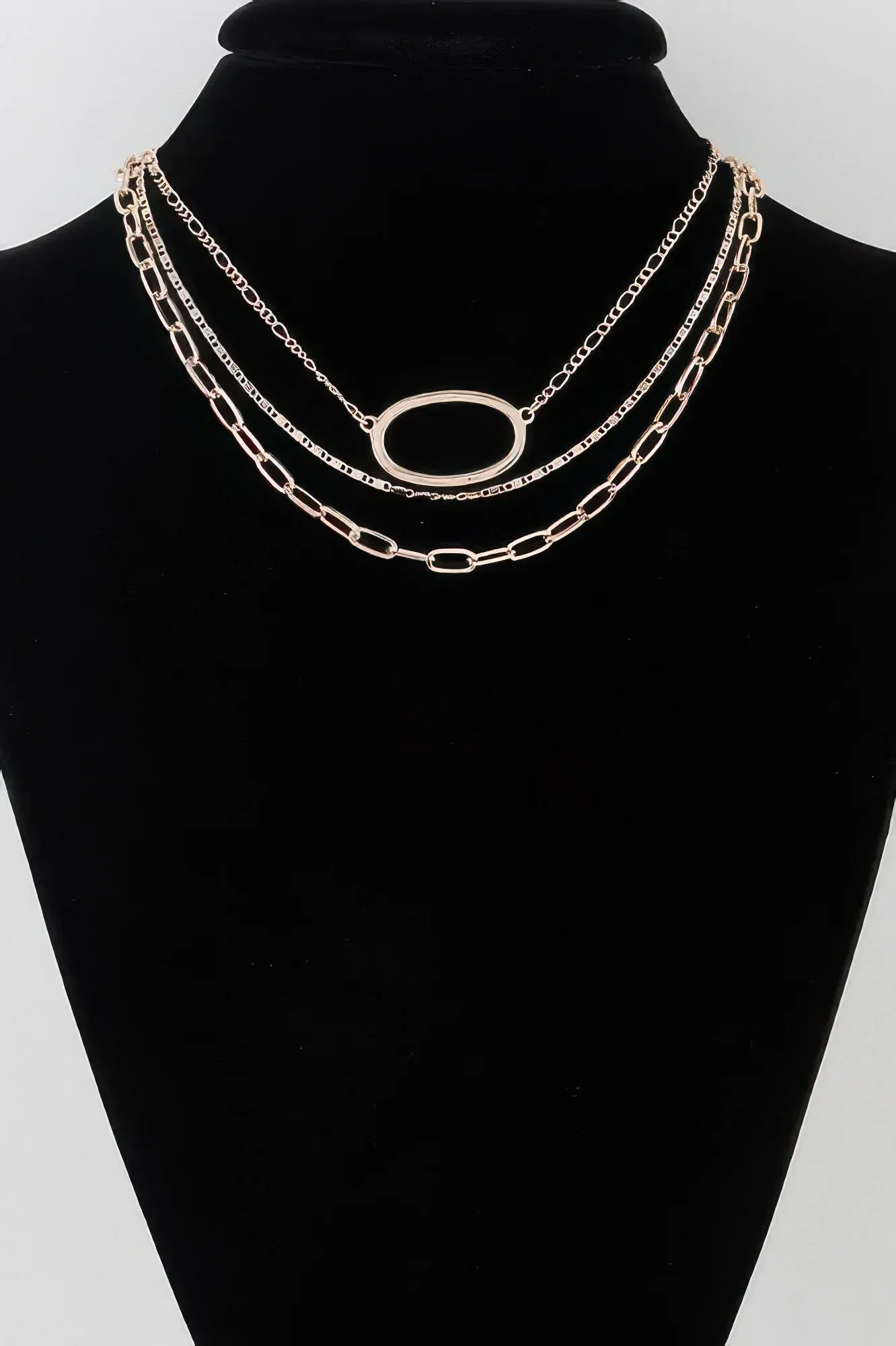 Triple Open Oval Chain Necklace | Mixtshop LLC