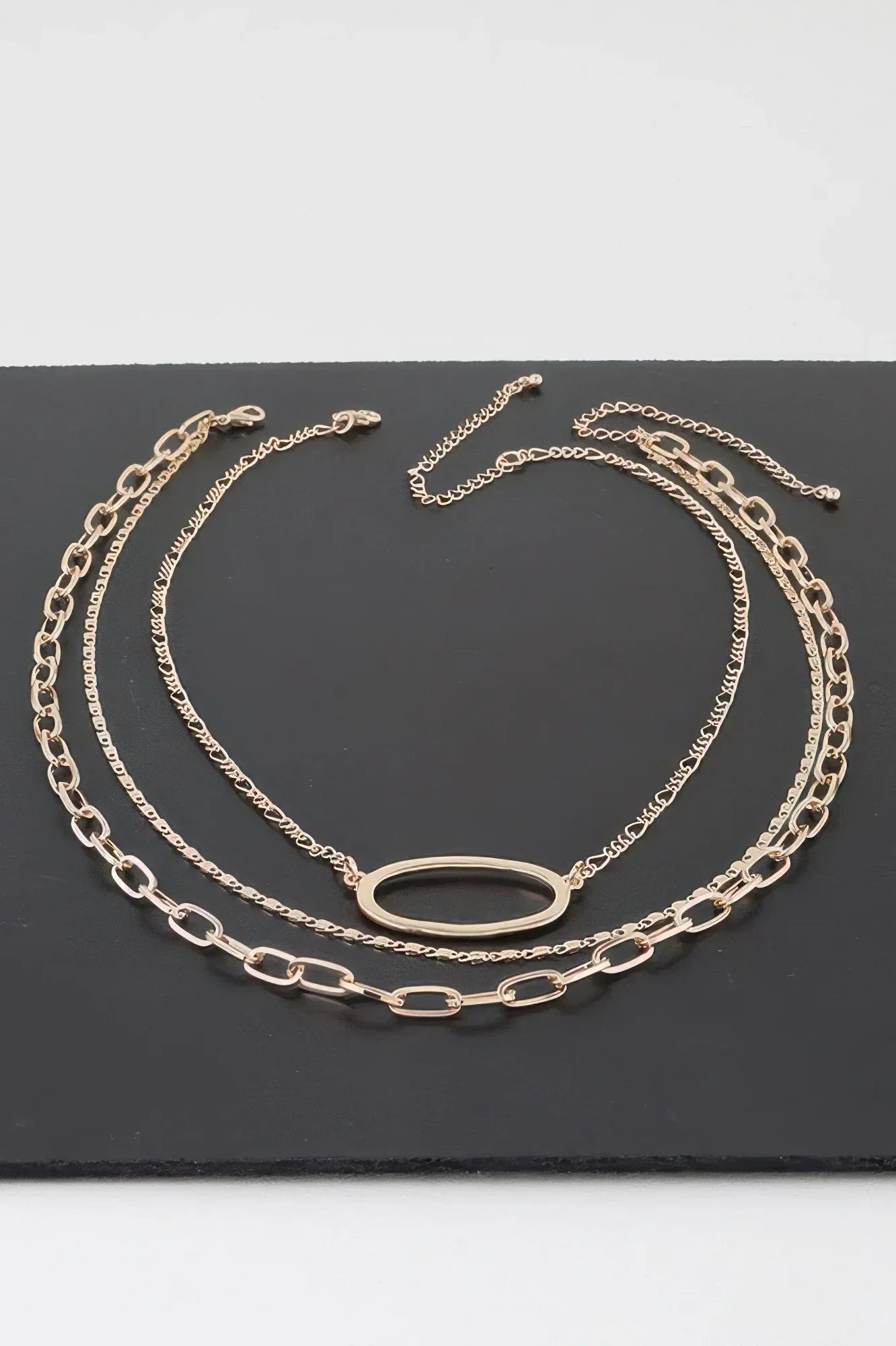 Triple Open Oval Chain Necklace | Mixtshop LLC