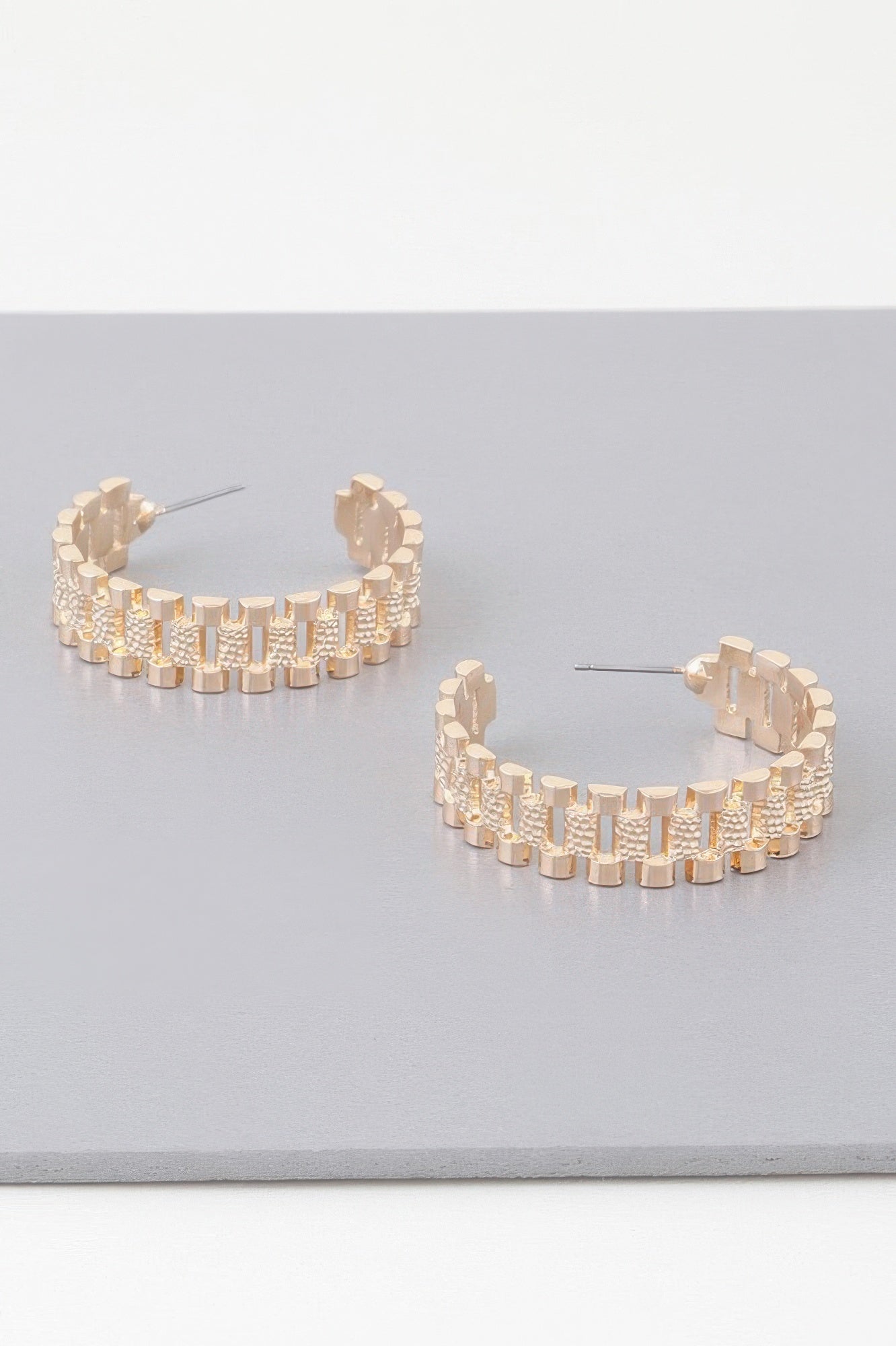 Triple Box Chain Hoop Earrings Secondary image