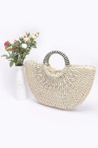 Faux Straw Handmade Shell Embellished Bag | Mixtshop LLC