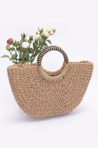 Faux Straw Handmade Shell Embellished Bag | Mixtshop LLC