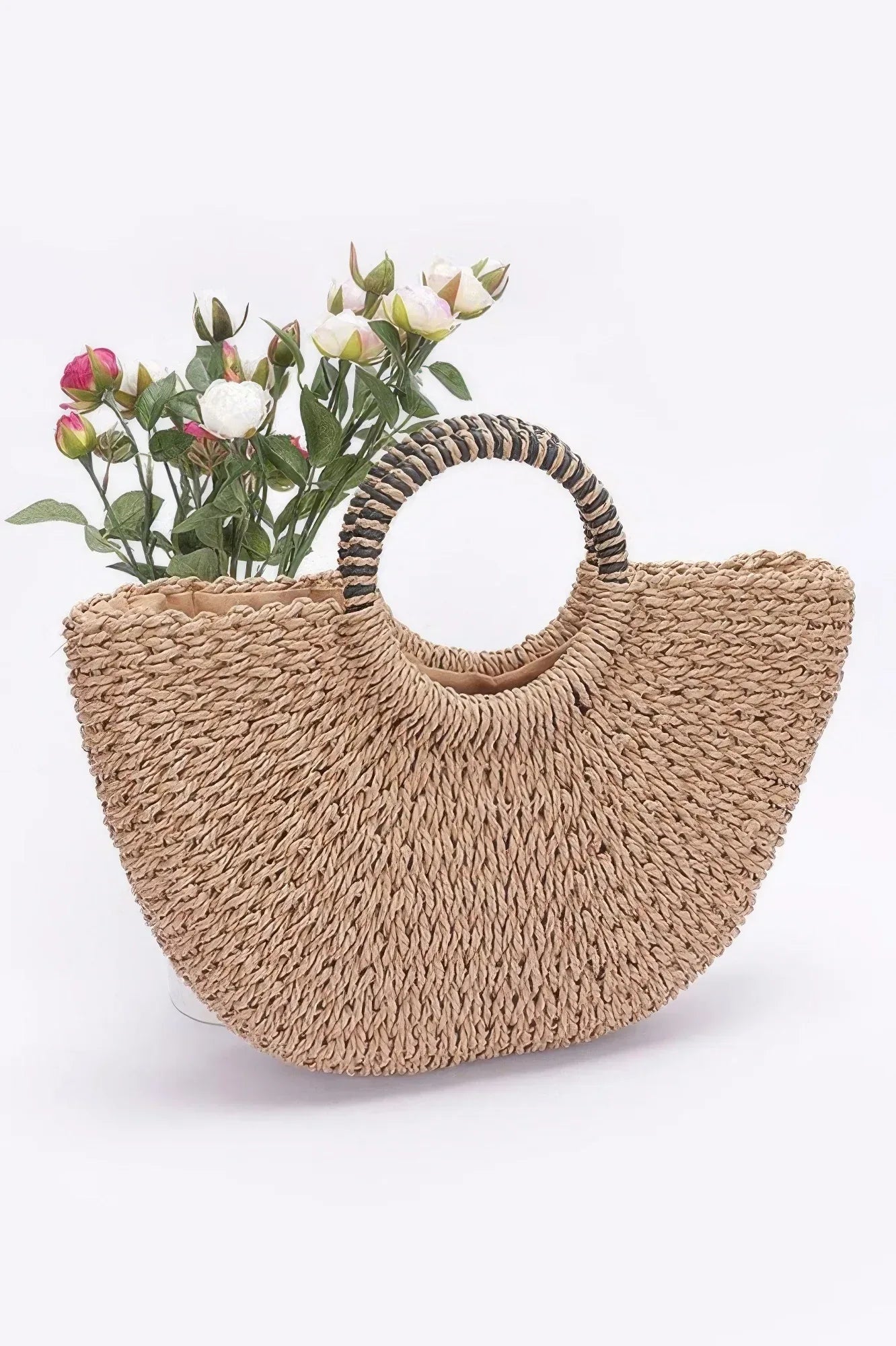 Faux Straw Handmade Shell Embellished Bag | Mixtshop LLC