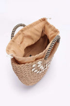 Faux Straw Handmade Shell Embellished Bag | Mixtshop LLC