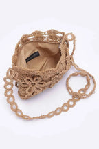 Faux Straw Handmade Flower Crossbody Bag | Mixtshop LLC