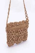 Faux Straw Handmade Flower Crossbody Bag | Mixtshop LLC
