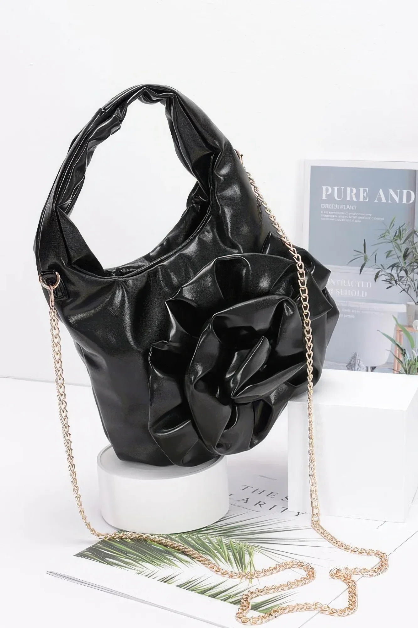 Metallic Big Flower Handle Bag | Mixtshop LLC Main image