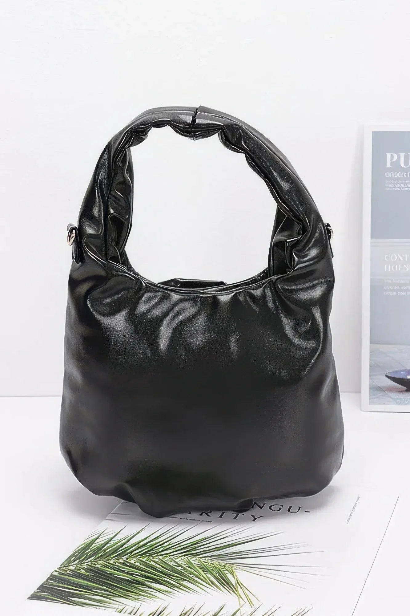Metallic Big Flower Handle Bag Secondary image