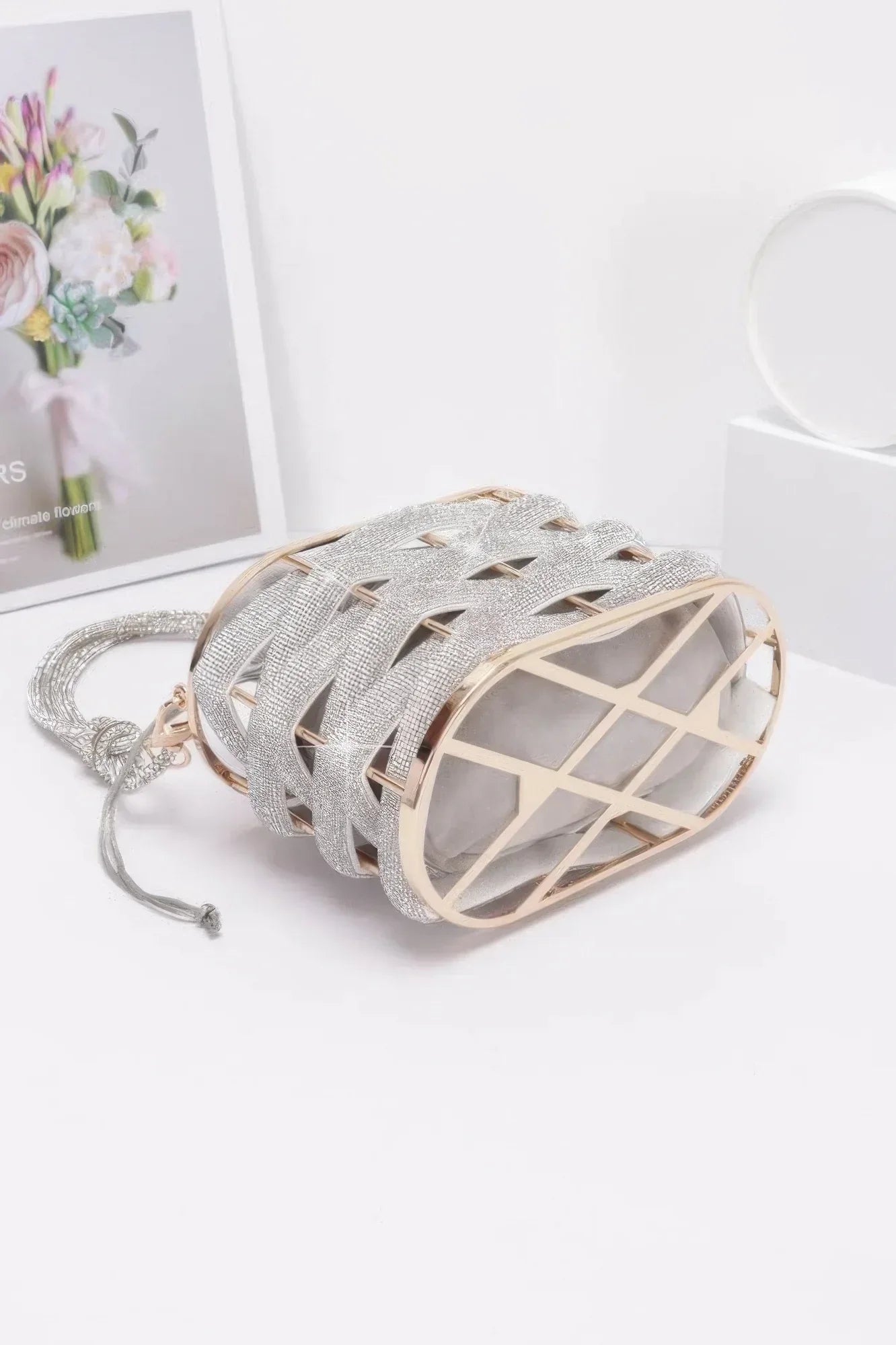 Rhinestone Braided Metal Bucket Bag | Mixtshop LLC