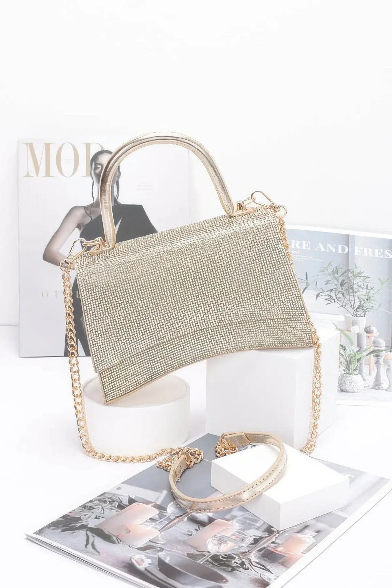 Rhinestone Top Handle Flap Bag | Mixtshop LLC