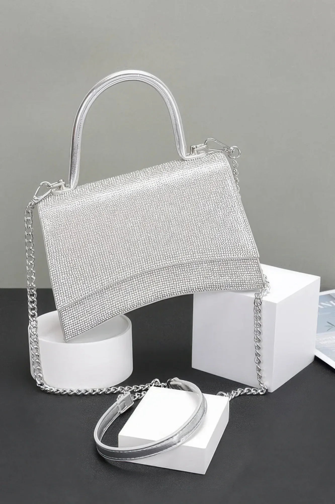 Rhinestone Top Handle Flap Bag | Mixtshop LLC