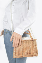 Bamboo Clutch W Faux Pearl Strap | Mixtshop LLC