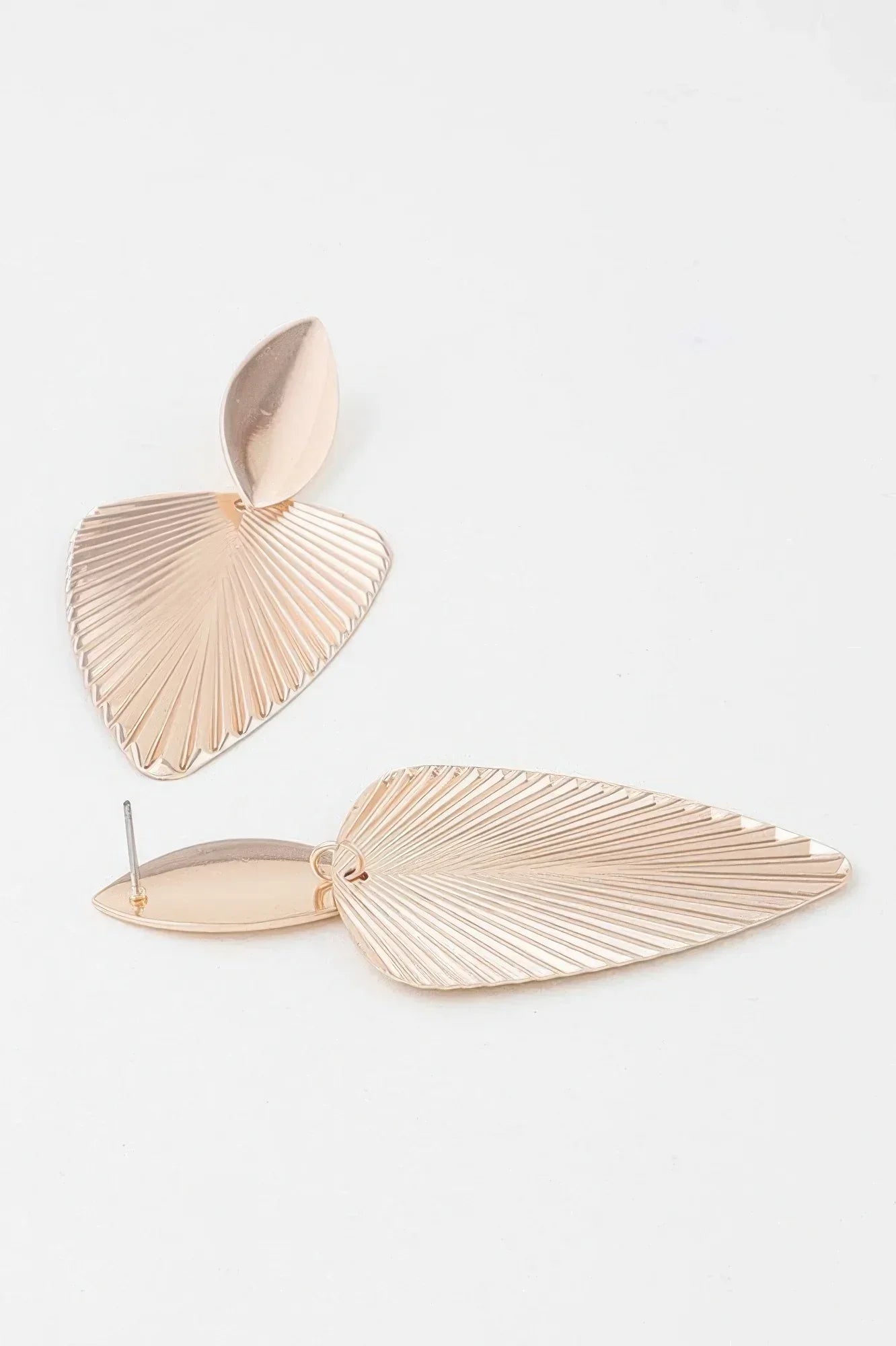 Modern Shiny Ribbed Leaf Drop Earrings | Mixtshop LLC