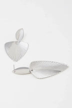 Modern Shiny Ribbed Leaf Drop Earrings | Mixtshop LLC