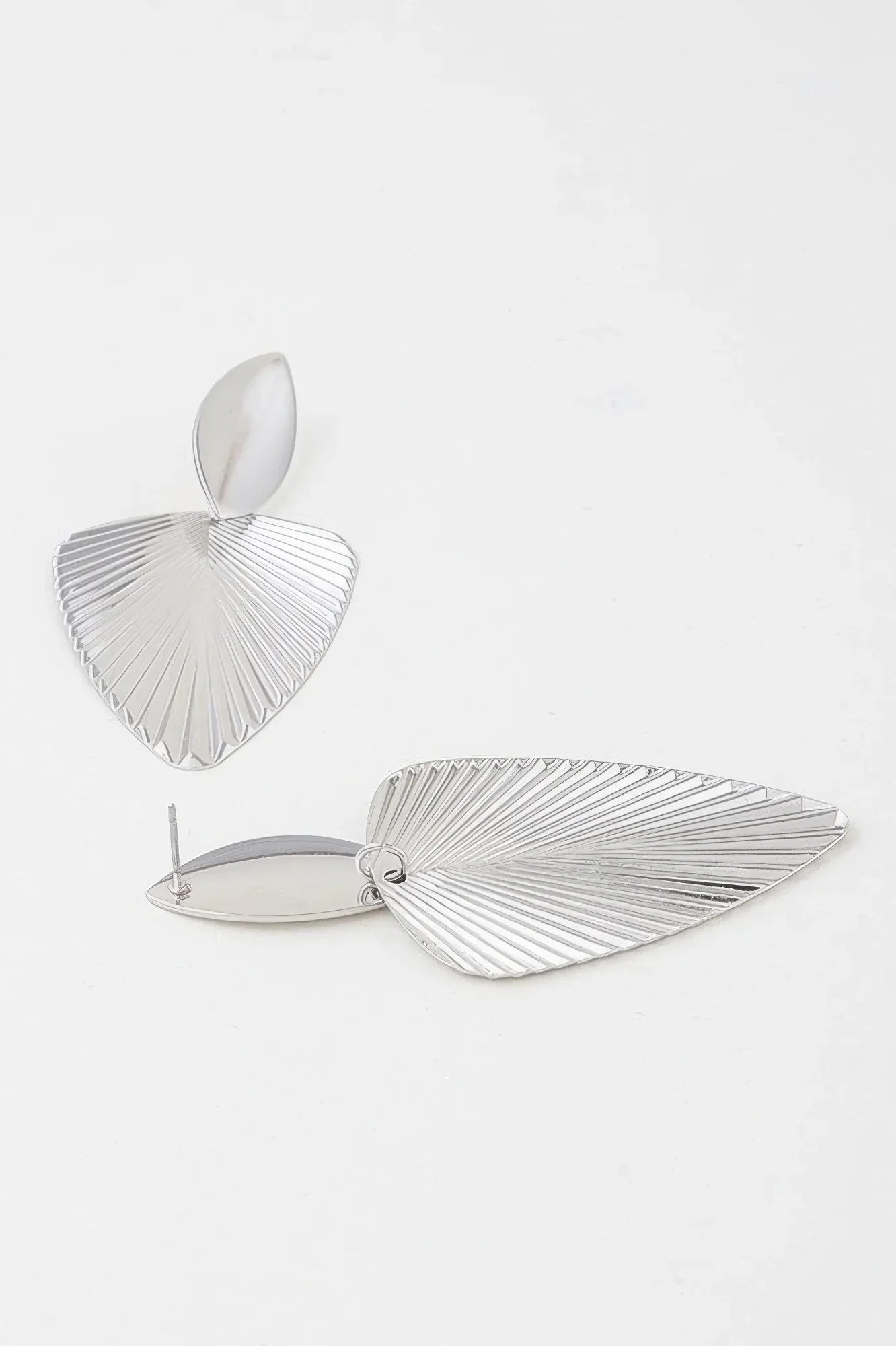 Modern Shiny Ribbed Leaf Drop Earrings | Mixtshop LLC