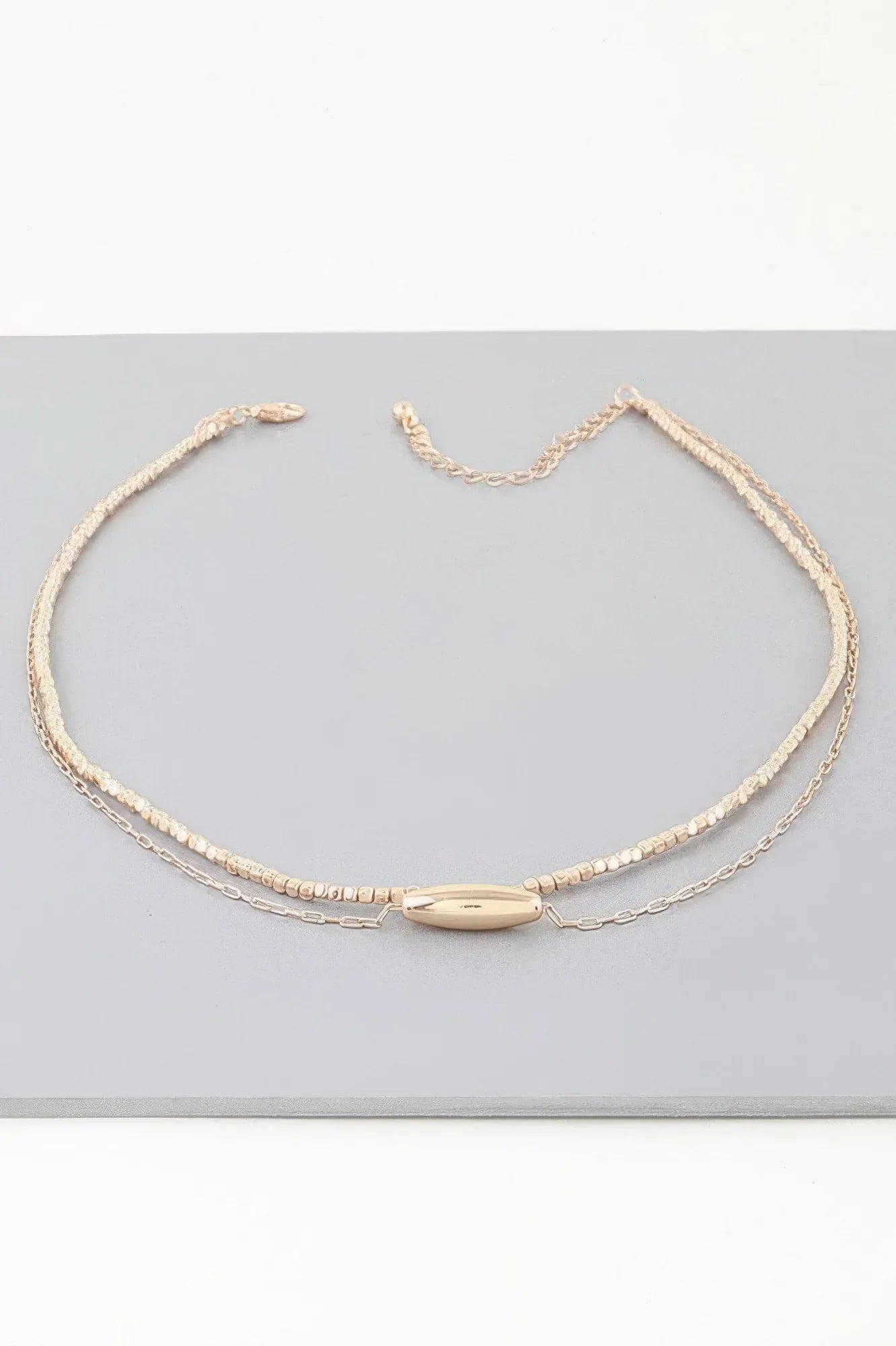 Double Cube Beaded Oval Chain Necklace Secondary image