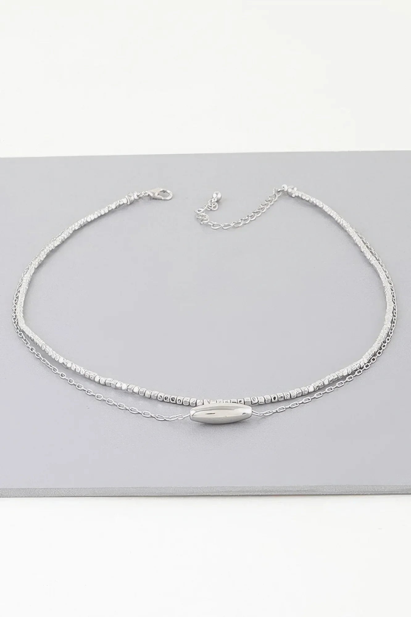 Double Cube Beaded Oval Chain Necklace | Mixtshop LLC