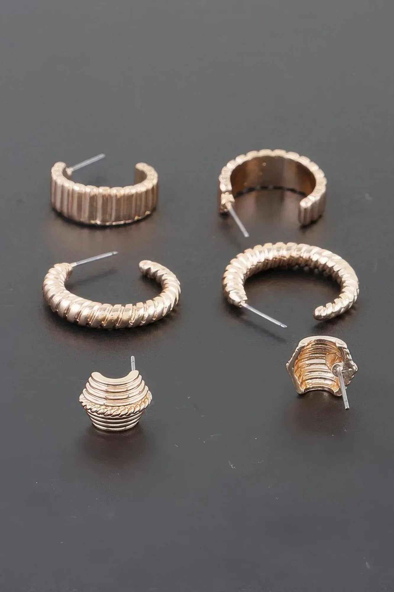 Multi Twisted Square Studded Hoop Earrings Set Secondary image