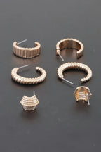 Multi Twisted Square Studded Hoop Earrings Set | Mixtshop LLC