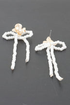 Delicateshiny Bejeweled Flower Pearlribbonearrings | Mixtshop LLC