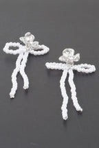 Delicateshiny Bejeweled Flower Pearlribbonearrings | Mixtshop LLC