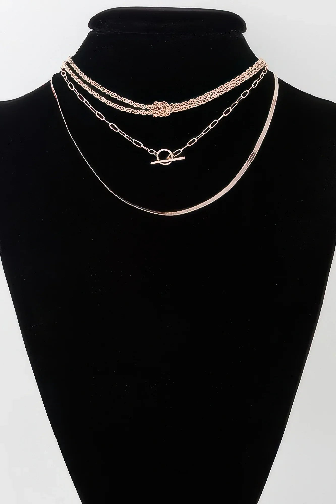 Multi Metallic Toggle Link Chain Tied Necklace | Mixtshop LLC Main image