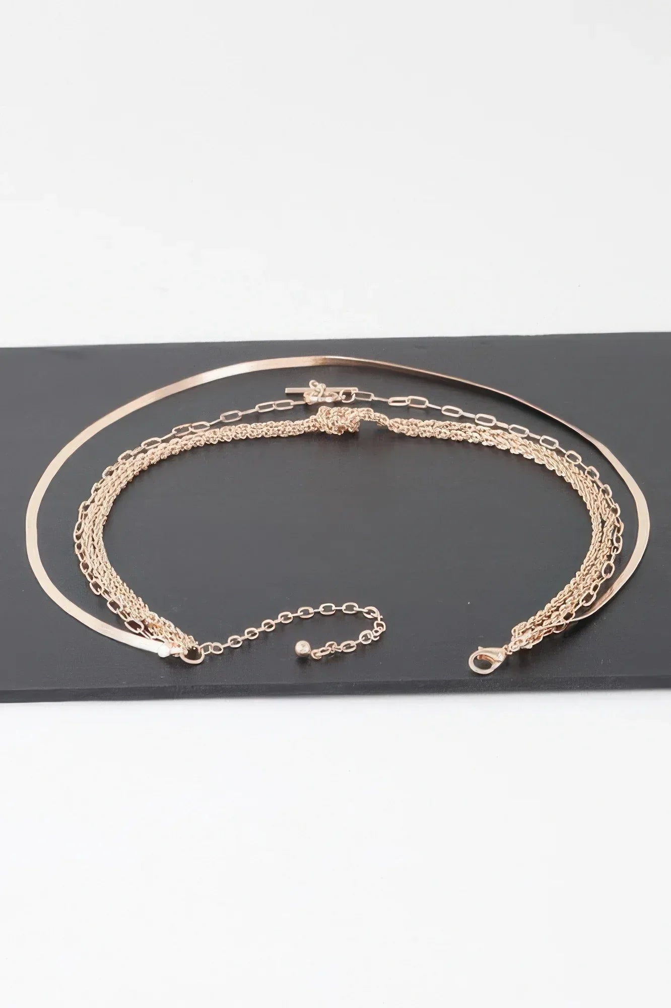 Multi Metallic Toggle Link Chain Tied Necklace | Mixtshop LLC