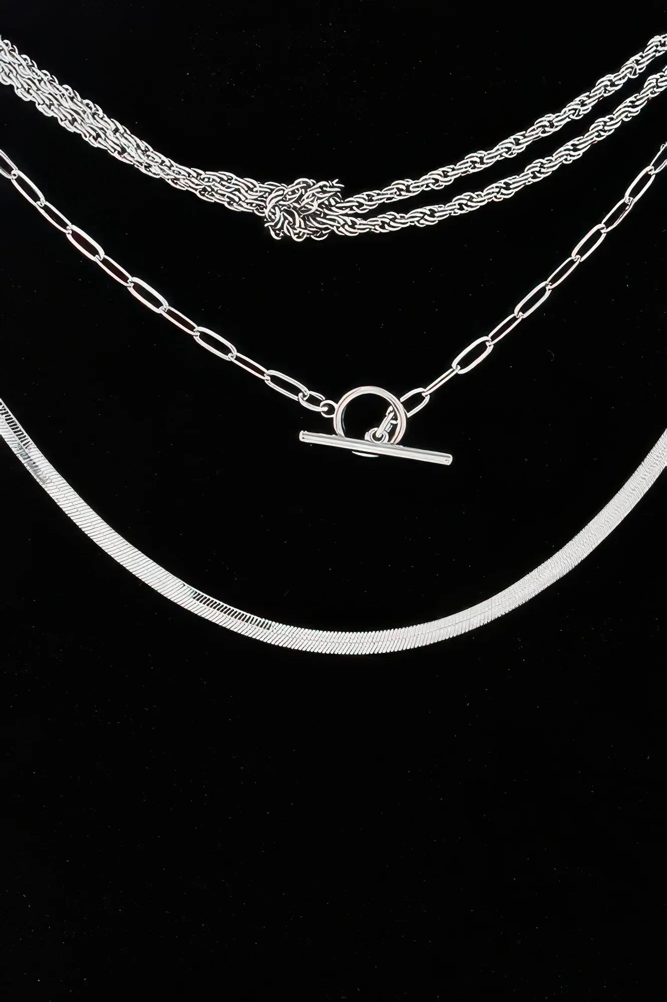 Multi Metallic Toggle Link Chain Tied Necklace | Mixtshop LLC