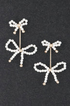 Double Pearl Ribbon Curb Chain Stud Earrings | Mixtshop LLC