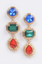 Circle Rectangle Tear Dangle Gem Earrings | Mixtshop LLC