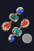 Circle Rectangle Tear Dangle Gem Earrings | Mixtshop LLC