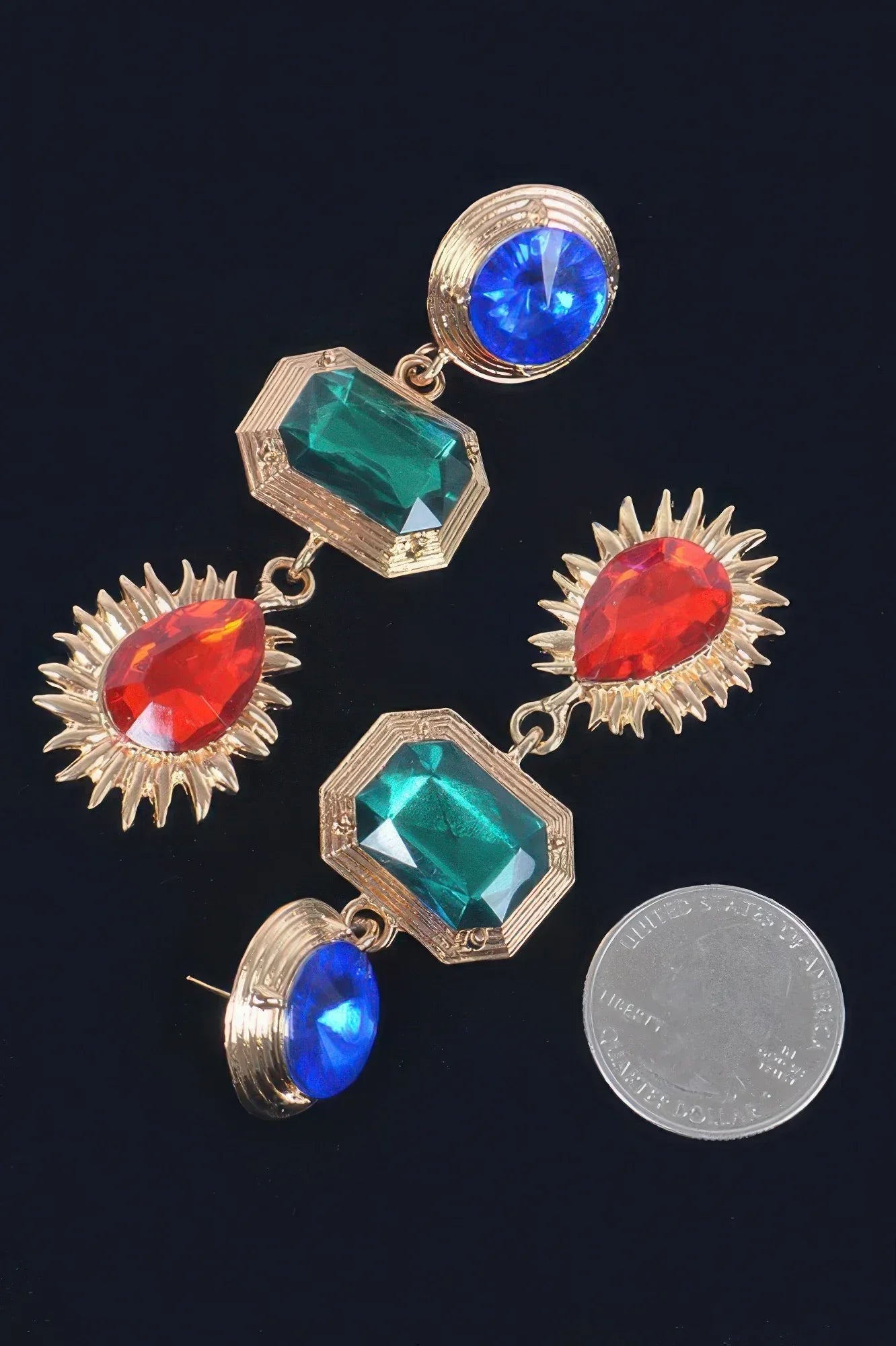 Circle Rectangle Tear Dangle Gem Earrings | Mixtshop LLC
