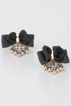 Shiny Rhinestone Curtain Drop Ribbon Stud Earrings | Mixtshop LLC
