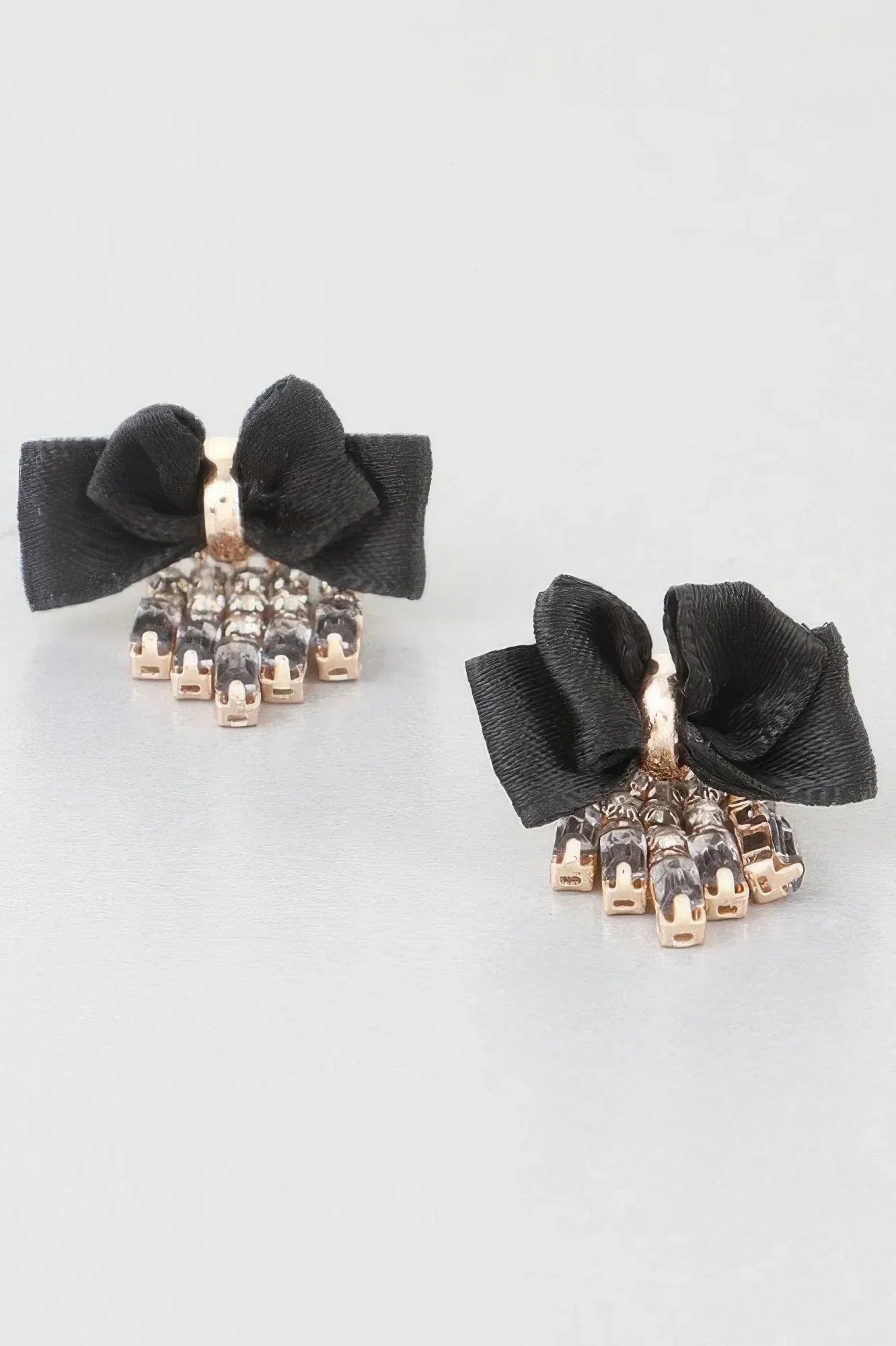 Shiny Rhinestone Curtain Drop Ribbon Stud Earrings | Mixtshop LLC