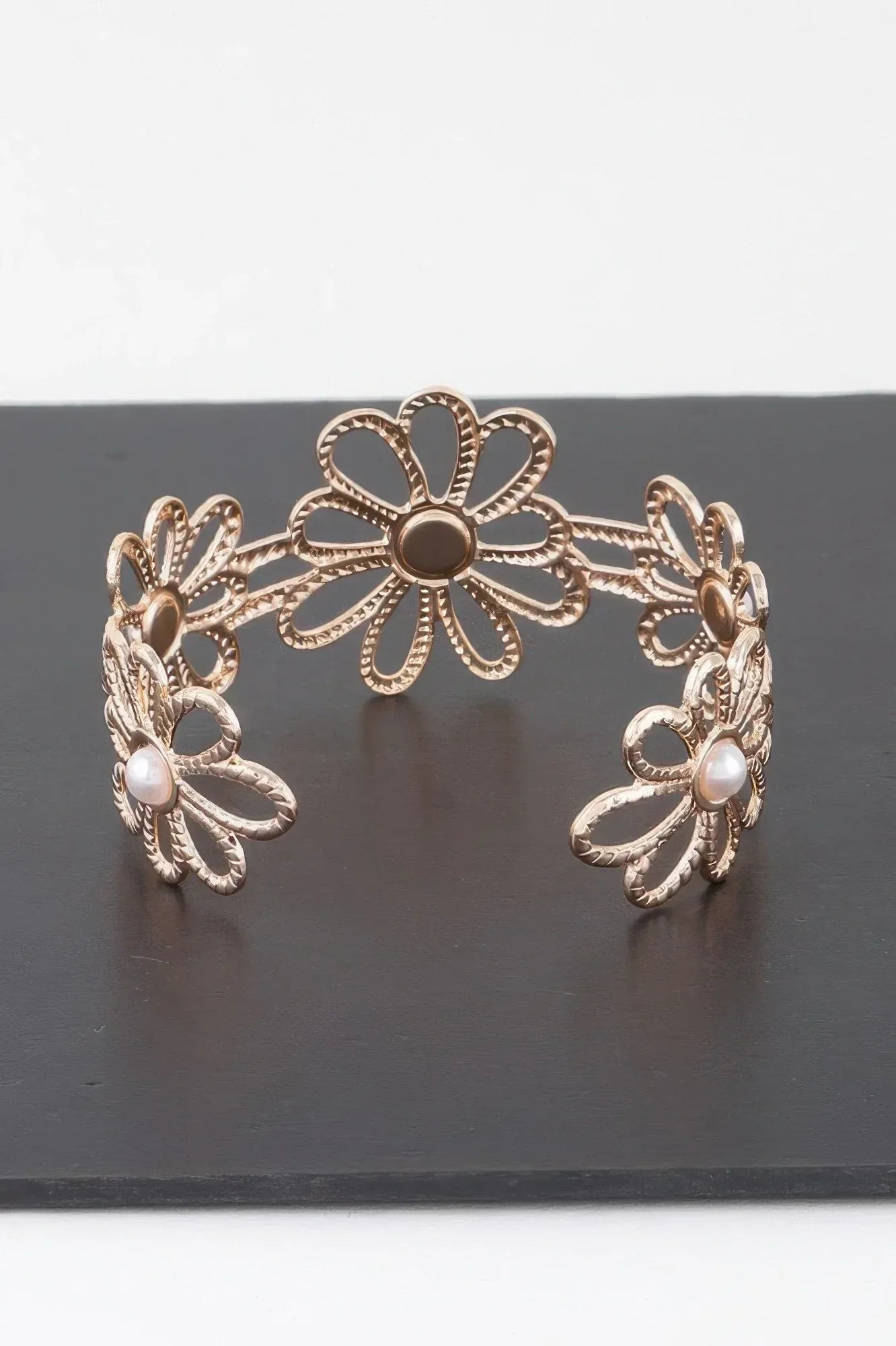 Pearled Flower Cuff Bracelet | Mixtshop LLC