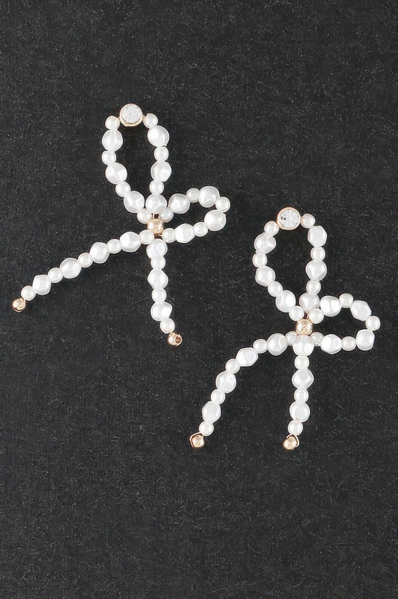 Pearl Stone Ribbon Earrings | Mixtshop LLC