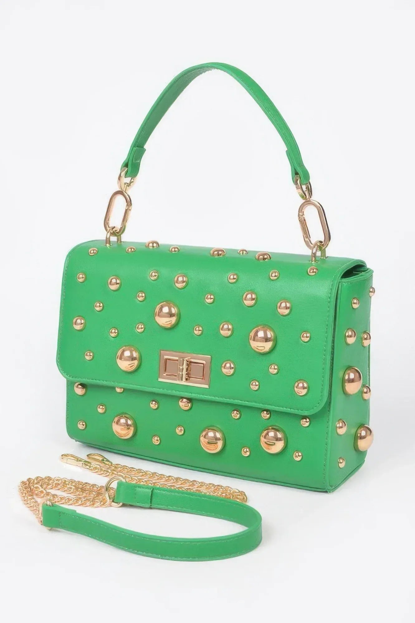 Faux Leather Multi Metal Studded Shoulder Bag | Mixtshop LLC Main image