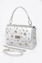 Faux Leather Multi Metal Studded Shoulder Bag | Mixtshop LLC