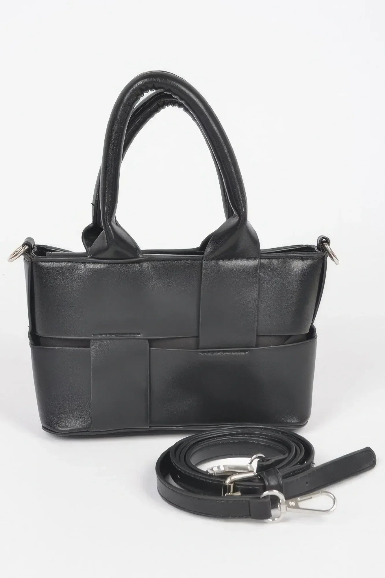 Faux Leather Braided Small Tote Bag | Mixtshop LLC Main image