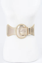Metallic Faux Leather Metallic Elastic Belt | Mixtshop LLC
