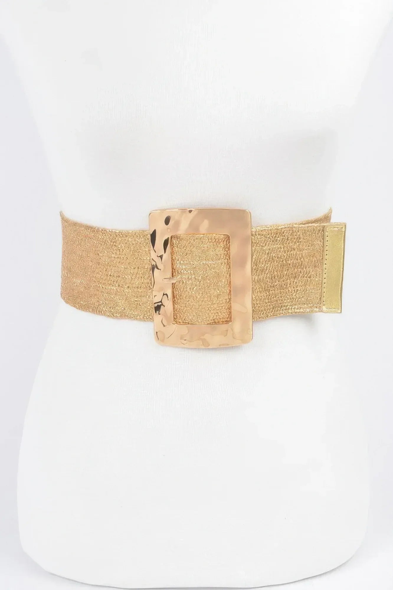 Rectangle Metal Buckle Stretch Plussize Straw Belt | Mixtshop LLC Main image