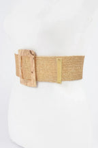 Rectangle Metal Buckle Stretch Plussize Straw Belt | Mixtshop LLC