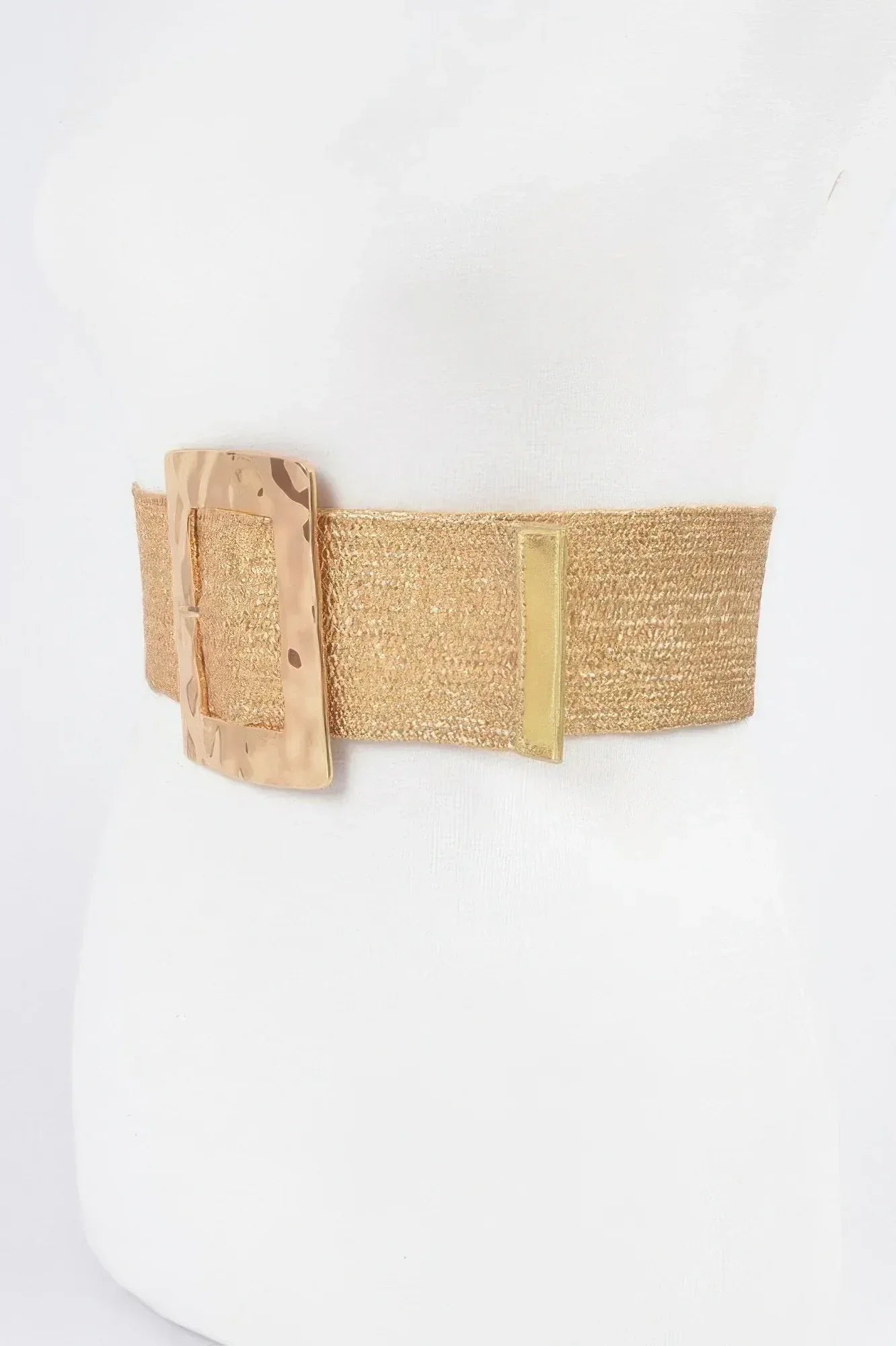 Rectangle Metal Buckle Stretch Plussize Straw Belt | Mixtshop LLC