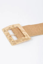 Rectangle Metal Buckle Stretch Plussize Straw Belt | Mixtshop LLC