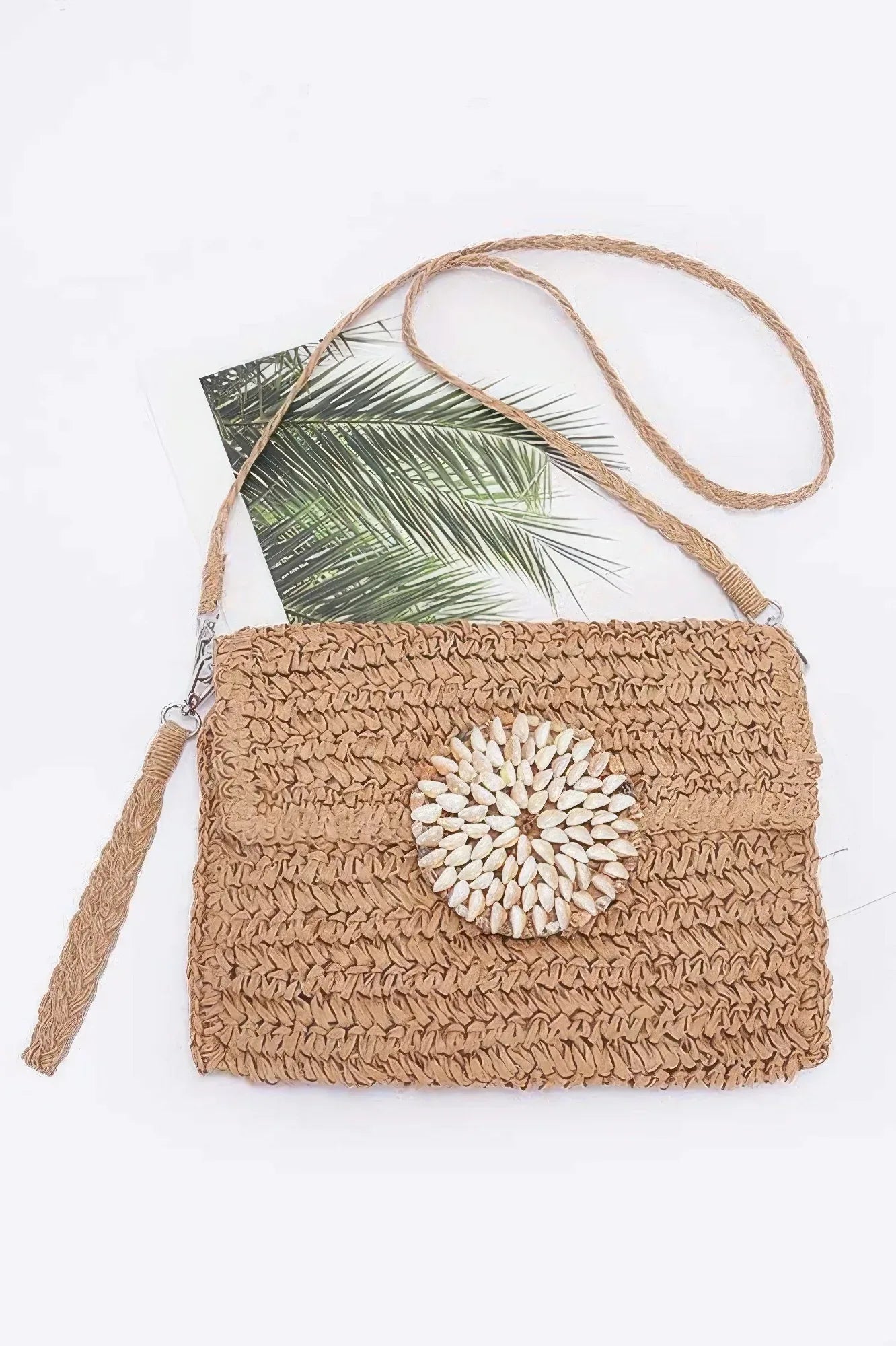 Faux Straw Multi Shell Front Flap Clutch | Mixtshop LLC