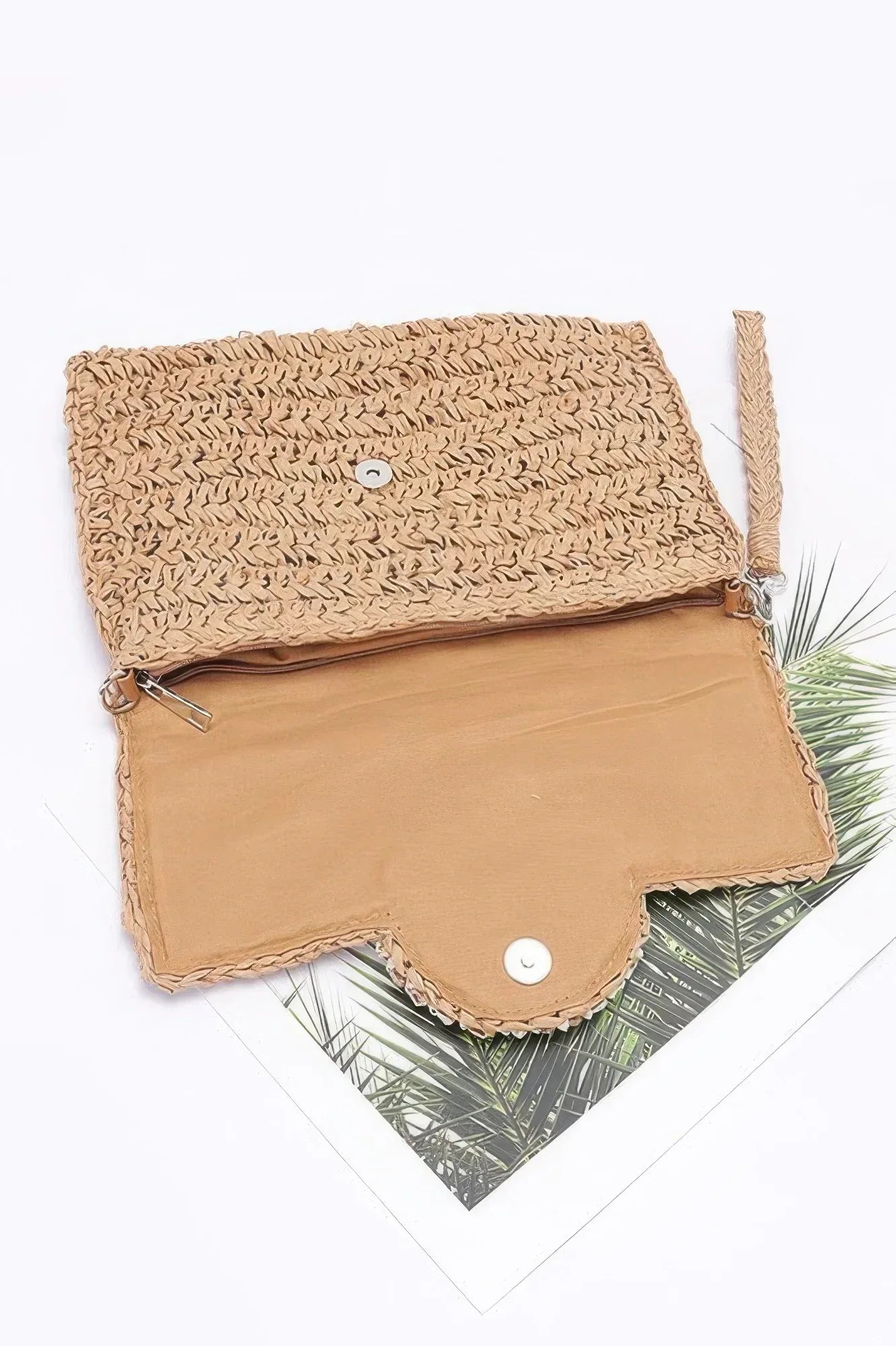 Faux Straw Multi Shell Front Flap Clutch Secondary image