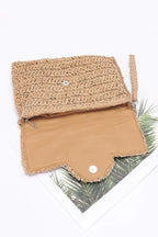 Faux Straw Multi Shell Front Flap Clutch | Mixtshop LLC