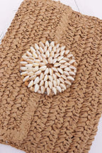 Faux Straw Multi Shell Front Flap Clutch | Mixtshop LLC